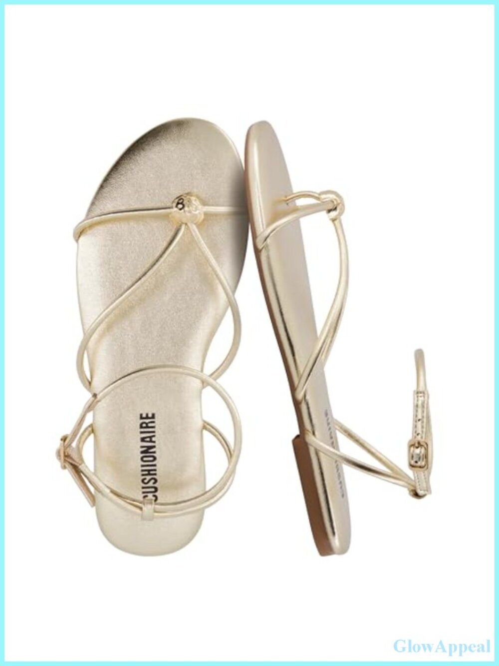 CUSHIONAIRE Strappy Flat Sandals Faux Leather Toe Ring Ankle Strap Casual